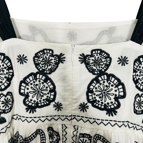 Johnny Was Mel Embroidered Midi Dress Black White Size M - Picture 8 of 11